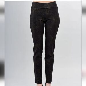 Insight New York  Straight Leg  Scuba Pants Black, Metallic Bronze Size 10
